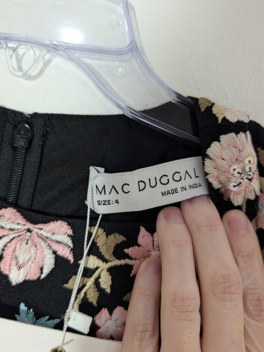 Mac Duggal 35111 Black Multicolor Tulle Floral Embroidered Maxi Dress Gown 4 NWT - Picture 12 of 16